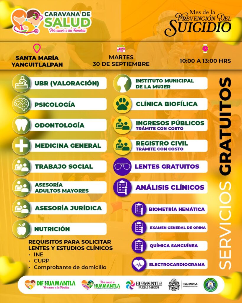 CARAVANA DE SALUD LLEGARÁ A SANTA MARÍA YANCUITLALPAN ESTE 30 DE SEPTIEMBRE
