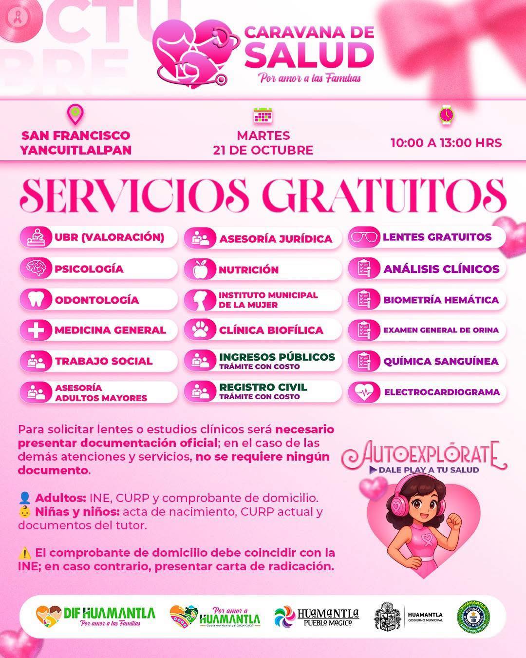 CARAVANA DE SALUD “POR AMOR A LA FAMILIA” LLEGA ESTE MARTES A SAN FRANCISCO YANCUITLALPAN
