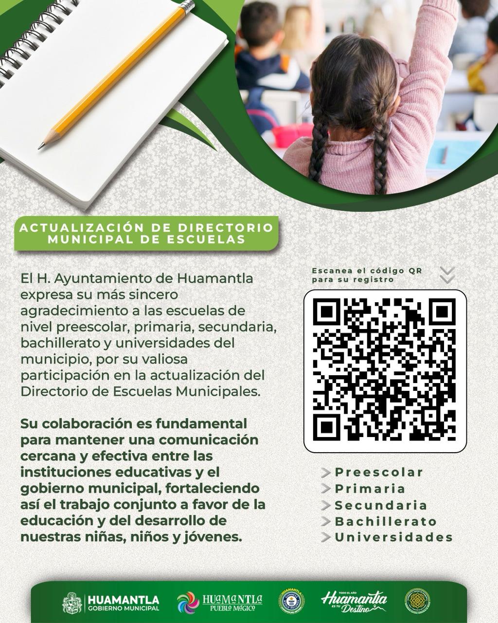HUAMANTLA ACTUALIZA SU DIRECTORIO MUNICIPAL DE ESCUELAS PARA FORTALECER LA COMUNICACIÓN CON LAS INSTITUCIONES EDUCATIVAS