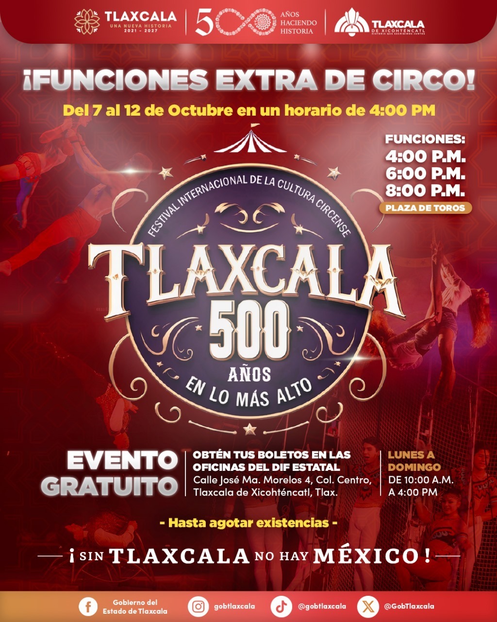 ANUNCIAN FUNCIONES EXTRAS DEL FESTIVAL INTERNACIONAL DE LA CULTURA CIRCENSE 500 AÑOS