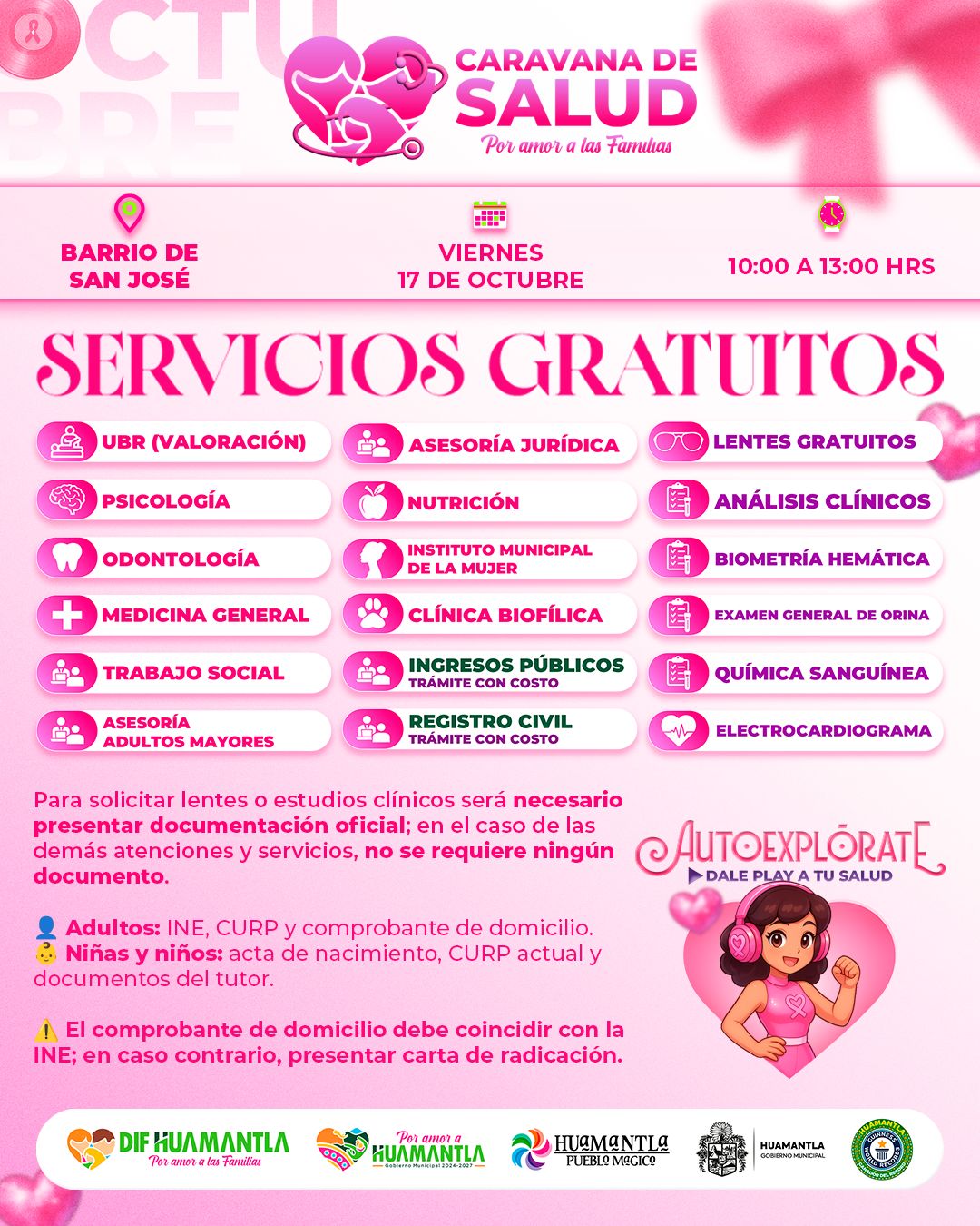 LA CARAVANA DE SALUD Y SERVICIOS DEL AYUNTAMIENTO DE HUAMANTLA LLEGARÁ AL BARRIO DE SAN JOSÉ