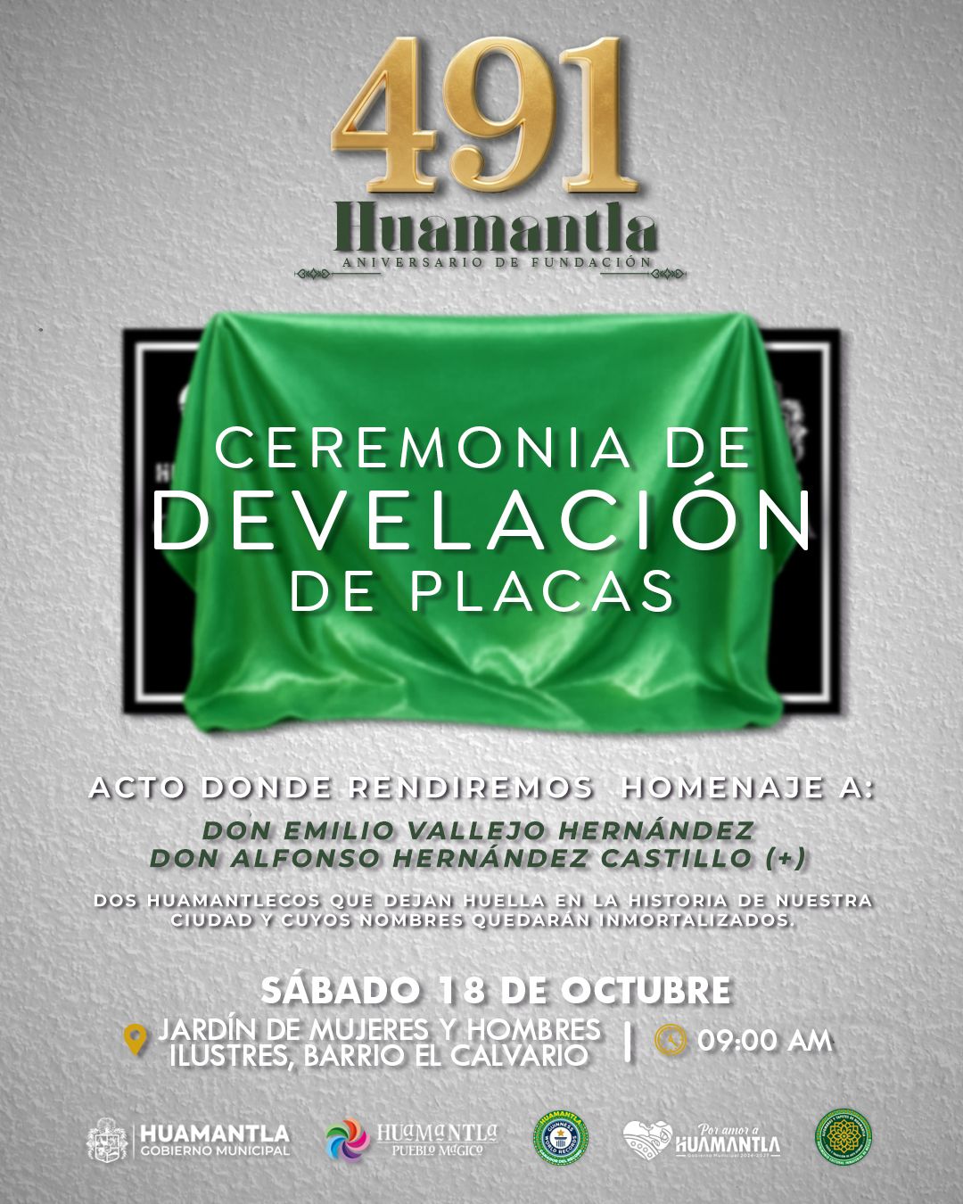 HUAMANTLA RINDE HOMENAJE A SUS HOMBRES ILUSTRES EN EL MARCO DEL 491 ANIVERSARIO DE SU FUNDACIÓN