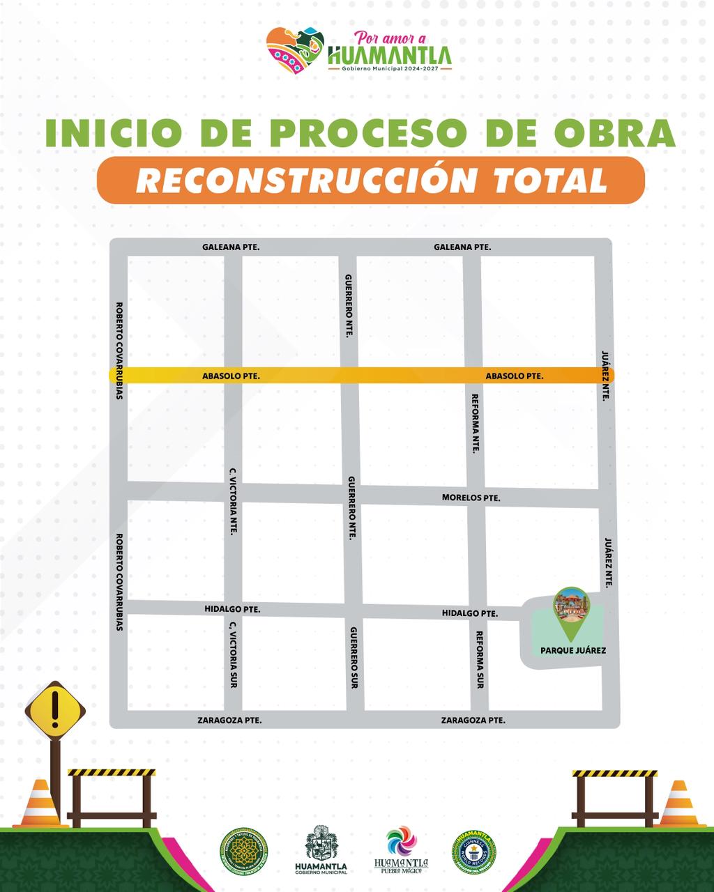 INICIAN LOS TRABAJOS DE RECONSTRUCCIÓN DE LA CALLE ABASOLO EN HUAMANTLA