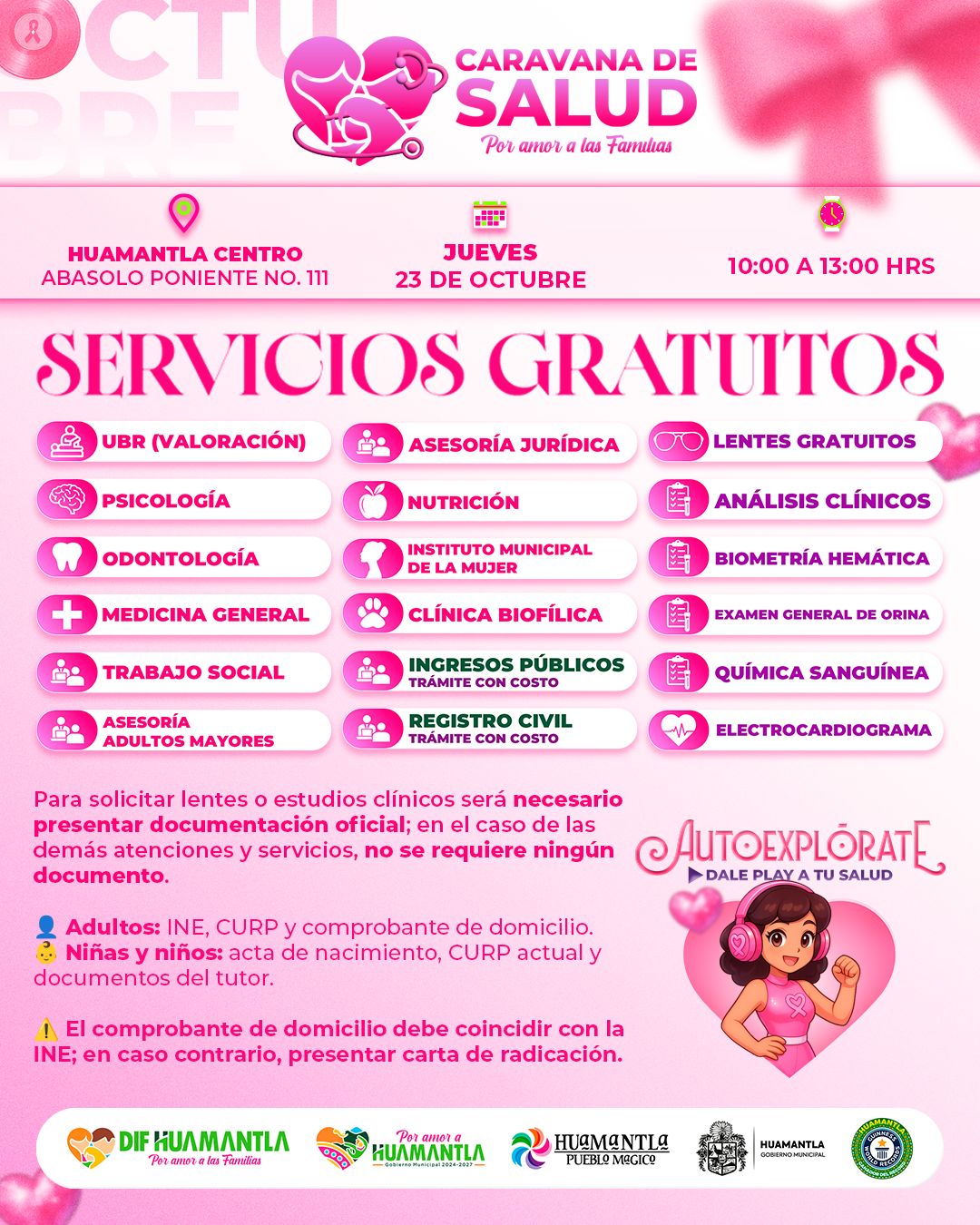 LA CARAVANA DE SALUD DEL DIF HUAMANTLA LLEGARÁ ESTE JUEVES A LA CALLE DE ABASOLO