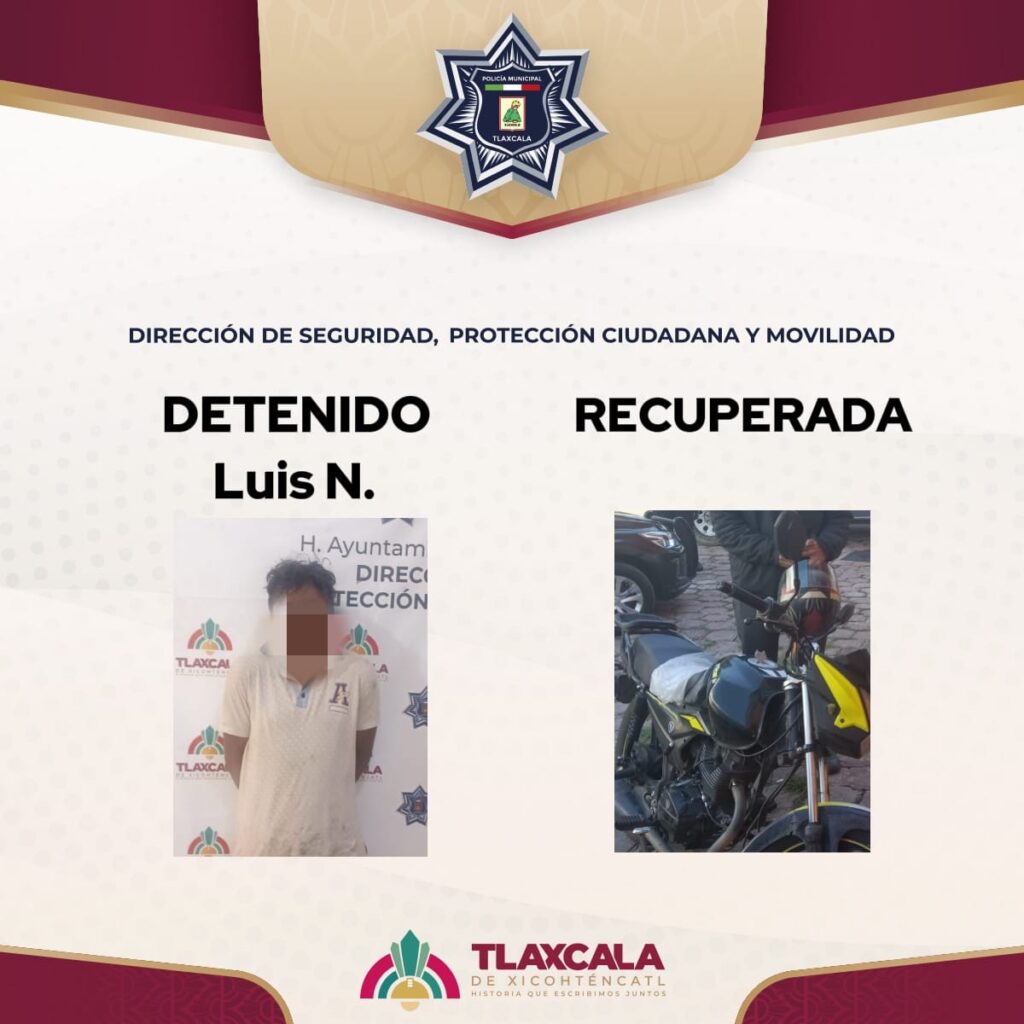 EN REACCIÓN OPORTUNA Y EN COORDINACIÓN CON EL C2 POLICÍA DE LA CAPITAL RECUPERA MOTOCICLETA ROBADA