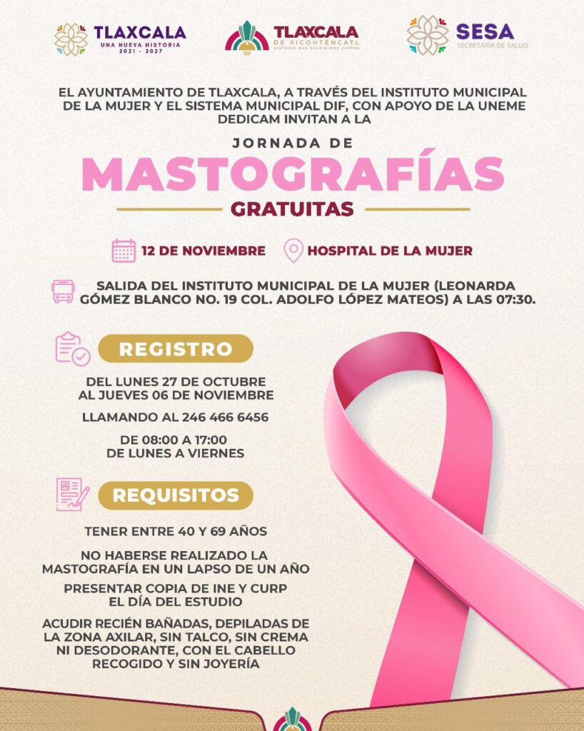 GOBIERNO MUNICIPAL DE TLAXCALA Y UNEME PROTEGEN LA SALUD DE LAS MUJERES CON MASTOGRAFÍAS GRATUITAS