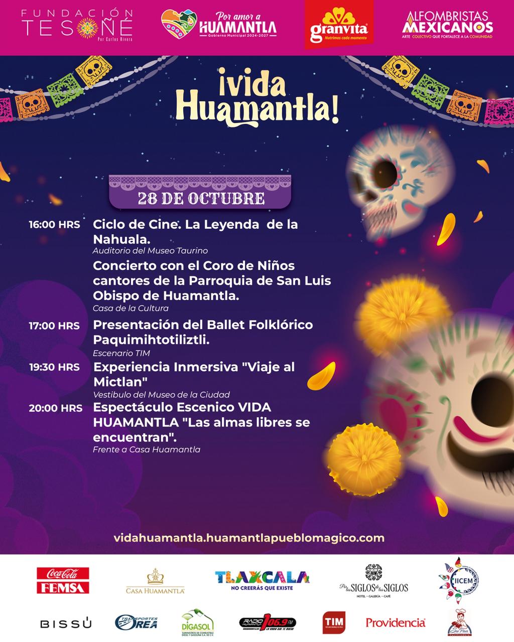CONTINÚA EL FESTIVAL VIDA HUAMANTLA CON ACTIVIDADES CULTURALES PARA ESTE 28 DE OCTUBRE