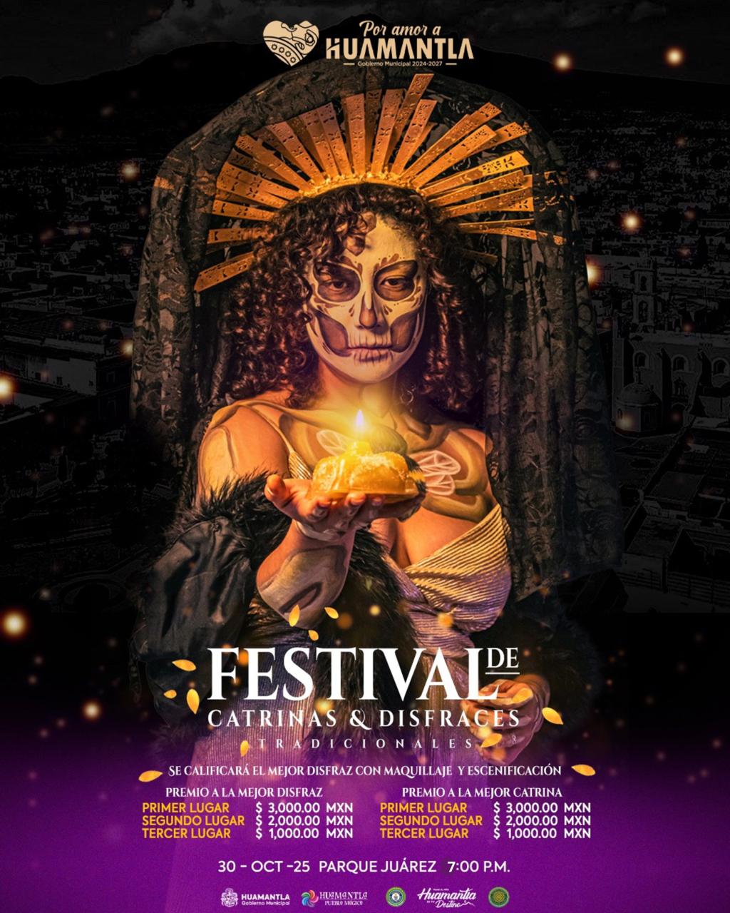 INVITA EL AYUNTAMIENTO DE HUAMANTLA AL FESTIVAL DE CATRINAS Y DISFRACES TRADICIONALES DENTRO DEL MARCO DE “VIDA HUAMANTLA”