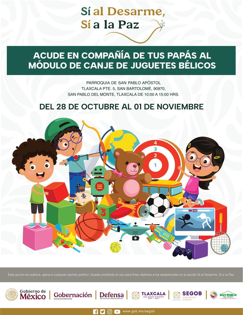 INVITAN A PARTICIPAR EN LA CAMPAÑA “SÍ AL DESARME, SÍ A LA PAZ” EN SAN PABLO DEL MONTE