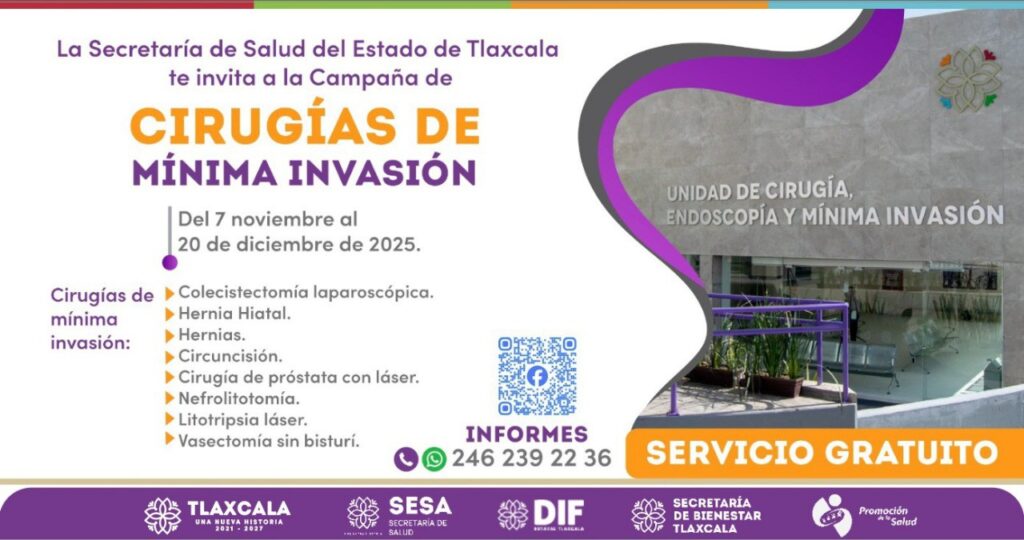 SSA TLAXCALA LANZA CAMPAÑA GRATUITA DE CIRUGÍAS DE MÍNIMA INVASIÓN