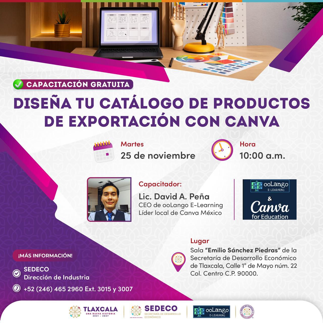 GOBIERNO DE HUAMANTLA Y LA SEDECO INVITAN A CAPACITACIÓN GRATUITA: “DISEÑA TU CATÁLOGO DE PRODUCTOS DE EXPORTACIÓN CON CANVA
