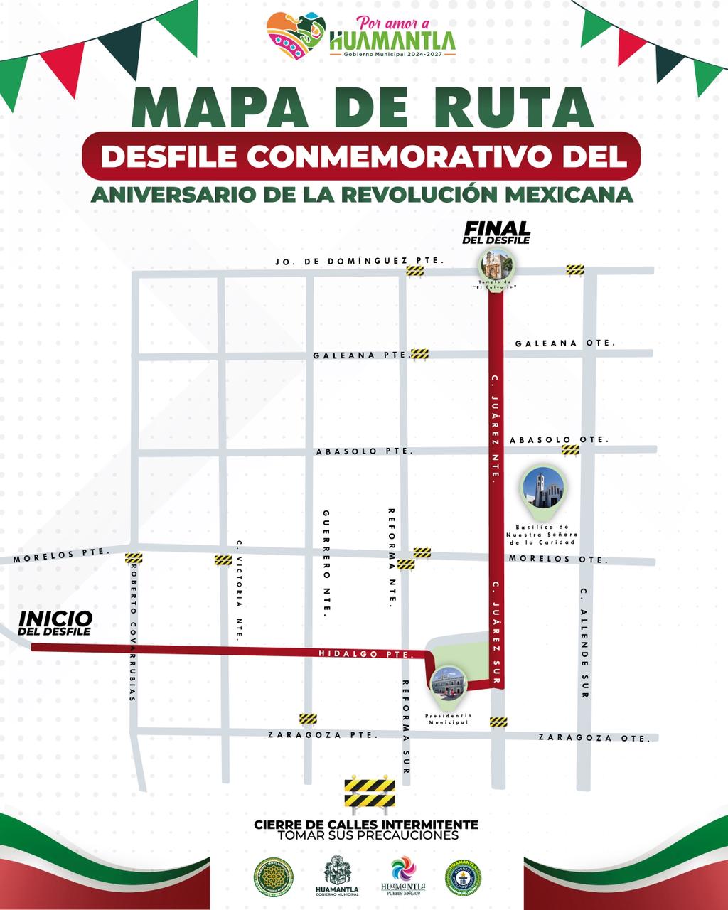 INVITAN A CIUDADANÍA DE HUAMANTLA A LA CEREMONIA Y DESFILE CONMEMORATIVO DEL ANIVERSARIO DE LA REVOLUCIÓN MEXICANA