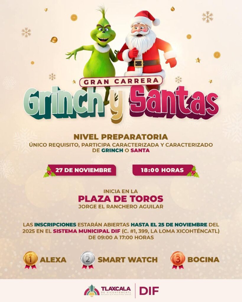 GOBIERNO DE ALFONSO SÁNCHEZ GARCÍA ABRE LOS FESTEJOS NAVIDEÑOS CON LA GRAN CARRERA “GRINCH Y SANTAS”