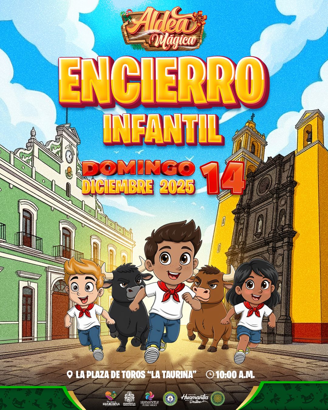 NIÑAS Y NIÑOS CELEBRARÁN LA TRADICIÓN EN EL ENCIERRO INFANTIL DE LA ALDEA MÁGICA HUAMANTLA