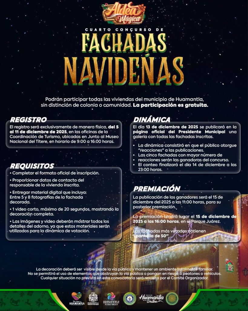 INVITAN A PARTICIPAR EN EL 4.º CONCURSO “FACHADAS MÁGICAS” EN HUAMANTLA