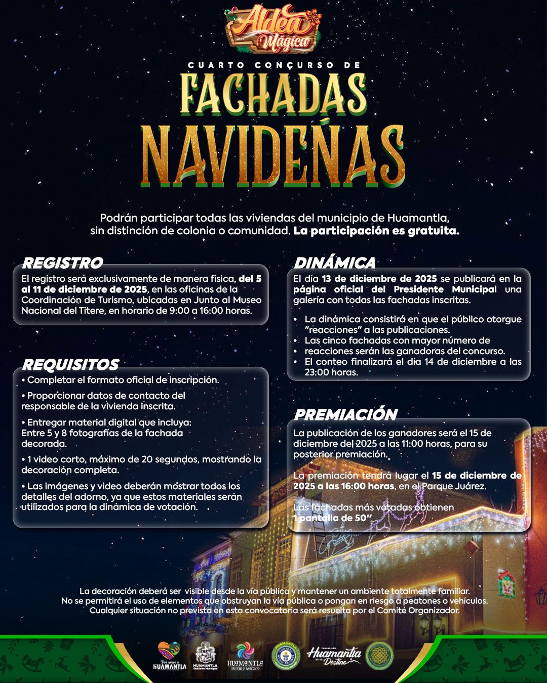 INVITAN A PARTICIPAR EN EL 4.º CONCURSO “FACHADAS MÁGICAS” EN HUAMANTLA