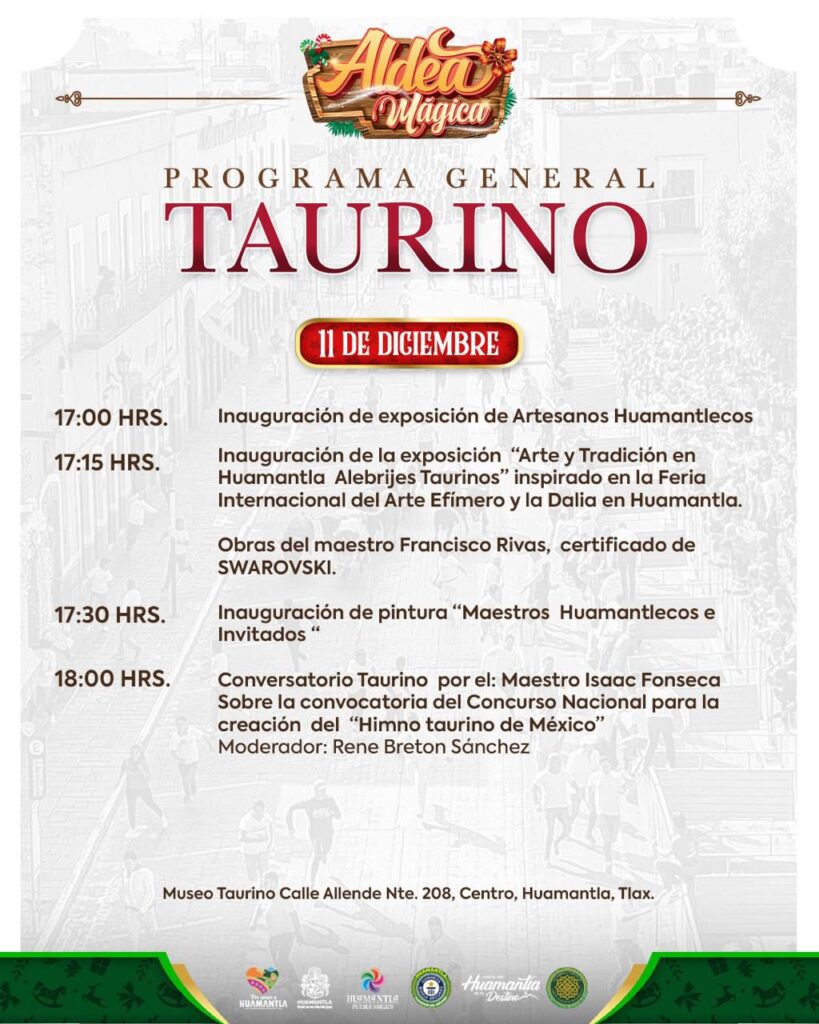 INVITAN A LAS ACTIVIDADES TAURINAS DENTRO DE ALDEA MÁGICA ESTE JUEVES 11 DE DICIEMBRE EN HUAMANTLA