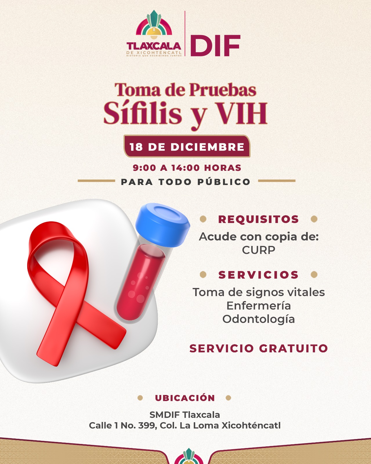AYUNTAMIENTO DE TLAXCALA REFUERZA LA PREVENCIÓN EN SALUD E INVITA A JORNADA GRATUITA DE PRUEBAS DE VIH Y SÍFILIS
