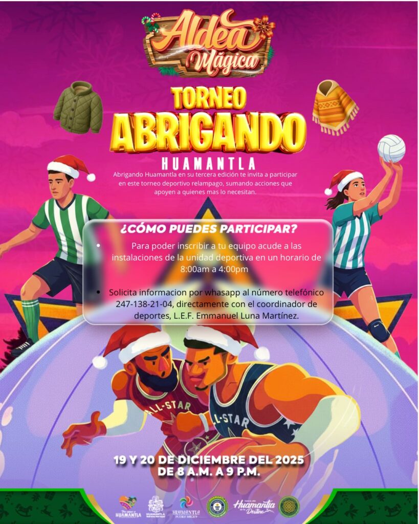 AYUNTAMIENTO DE HUAMANTLA INVITA A PARTICIPAR EN EL TORNEO SOLIDARIO “Abrigando Huamantla”