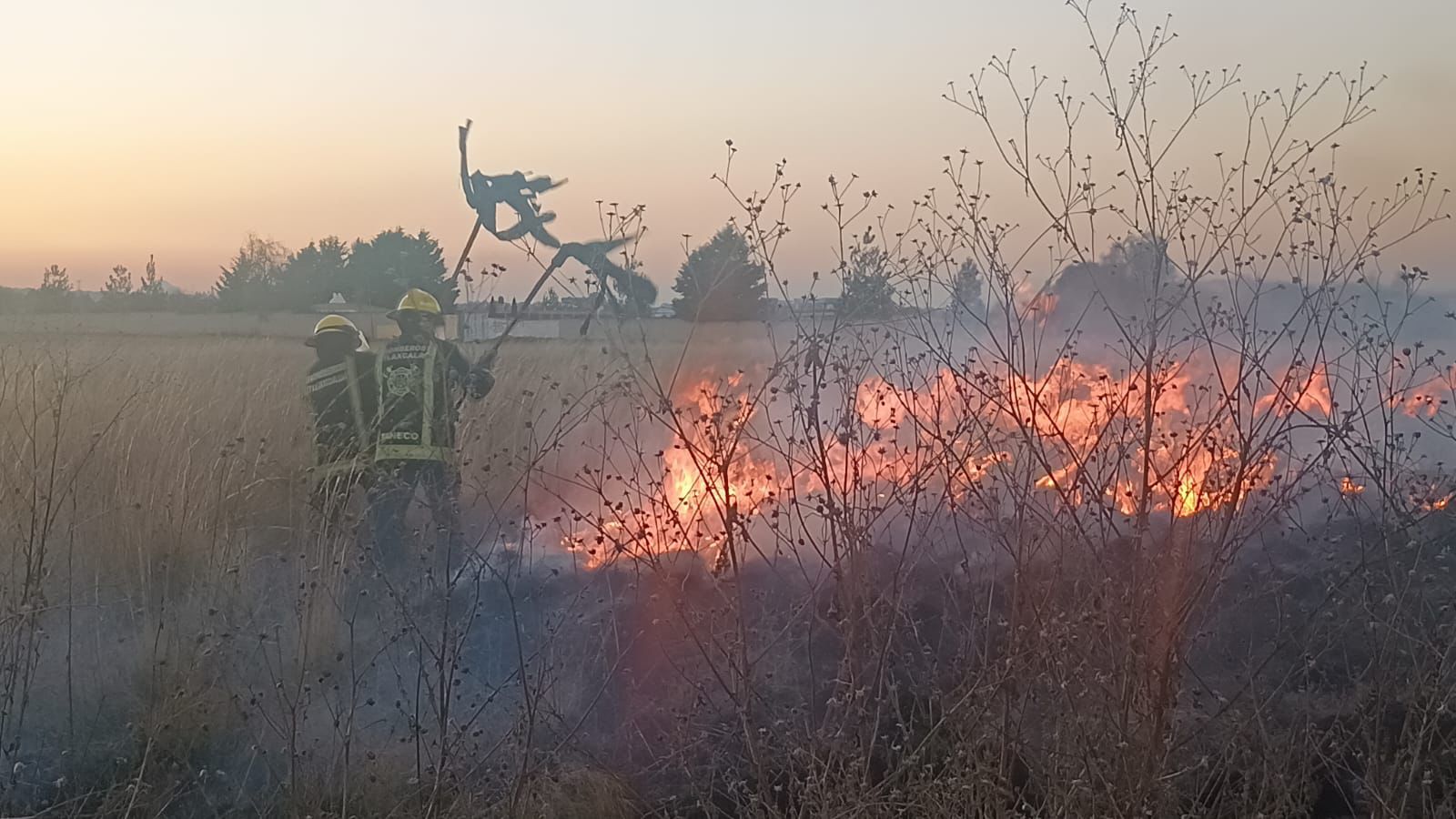 OPORTUNA INTERVENCIÓN DE PROTECCIÓN CIVIL Y SEGURIDAD PÚBLICA DE HUAMANTLA EVITA RIESGO MAYOR POR INCENDIO DE PASTIZAL
