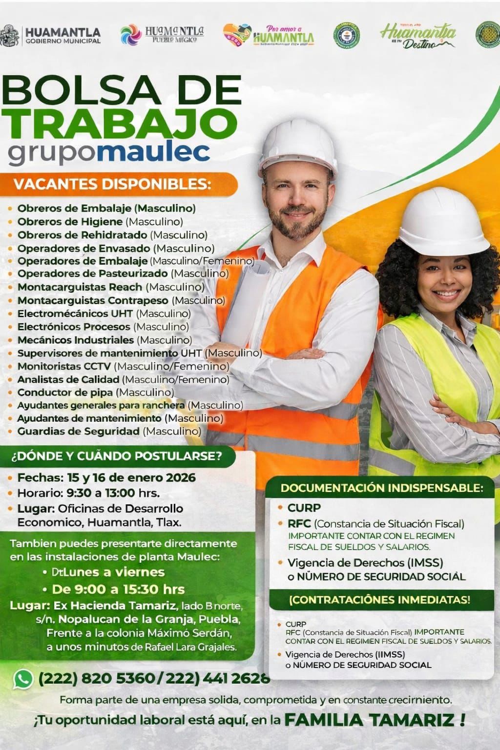 GOBIERNO DE HUAMANTLA ACERCA OPORTUNIDADES LABORALES A LA POBLACIÓN CON JORNADA DE RECLUTAMIENTO DE GRUPO MAULEC