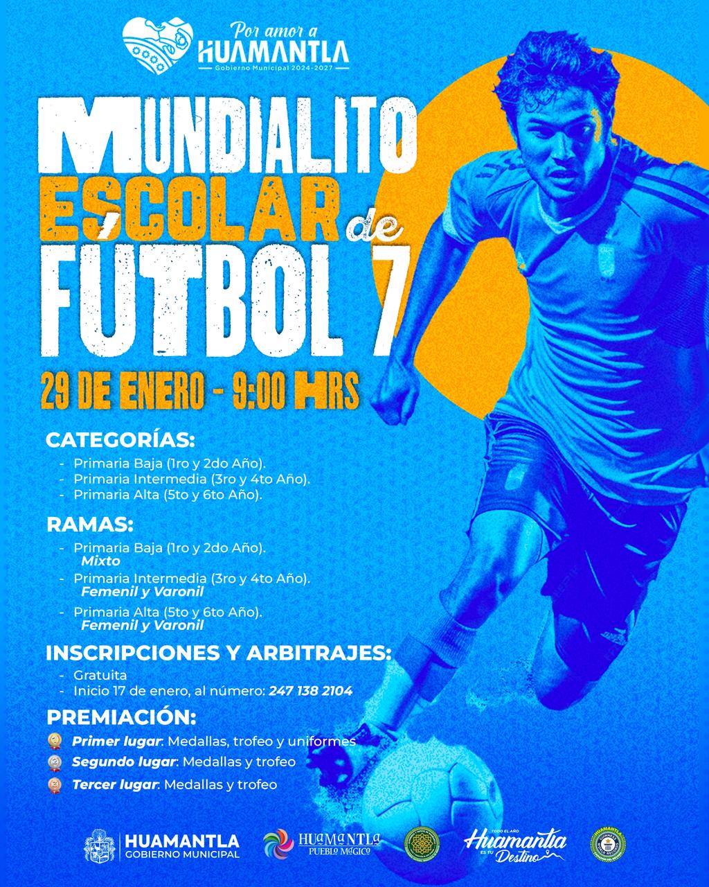 INVITA GOBIERNO DE HUAMANTLA A PARTICIPAR EN EL “MUNDIALITO ESCOLAR DE FÚTBOL 7”