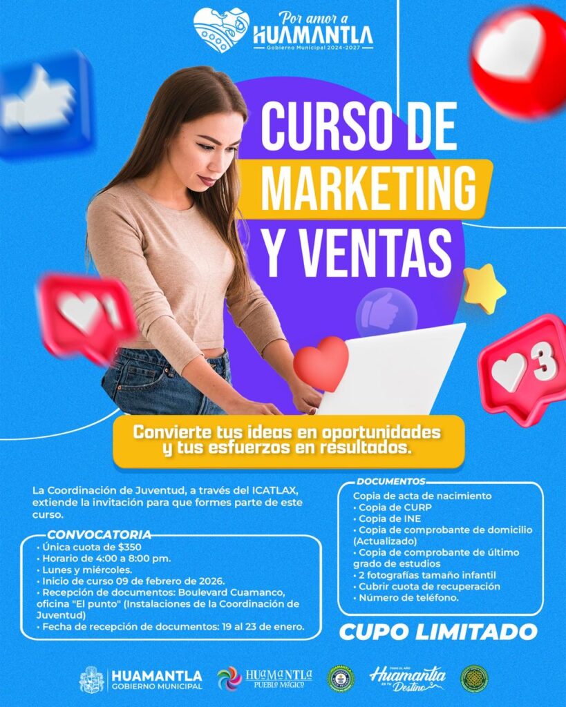 IMPULSA HUAMANTLA EL DESARROLLO DE JÓVENES CON CURSO DE MARKETING Y VENTAS