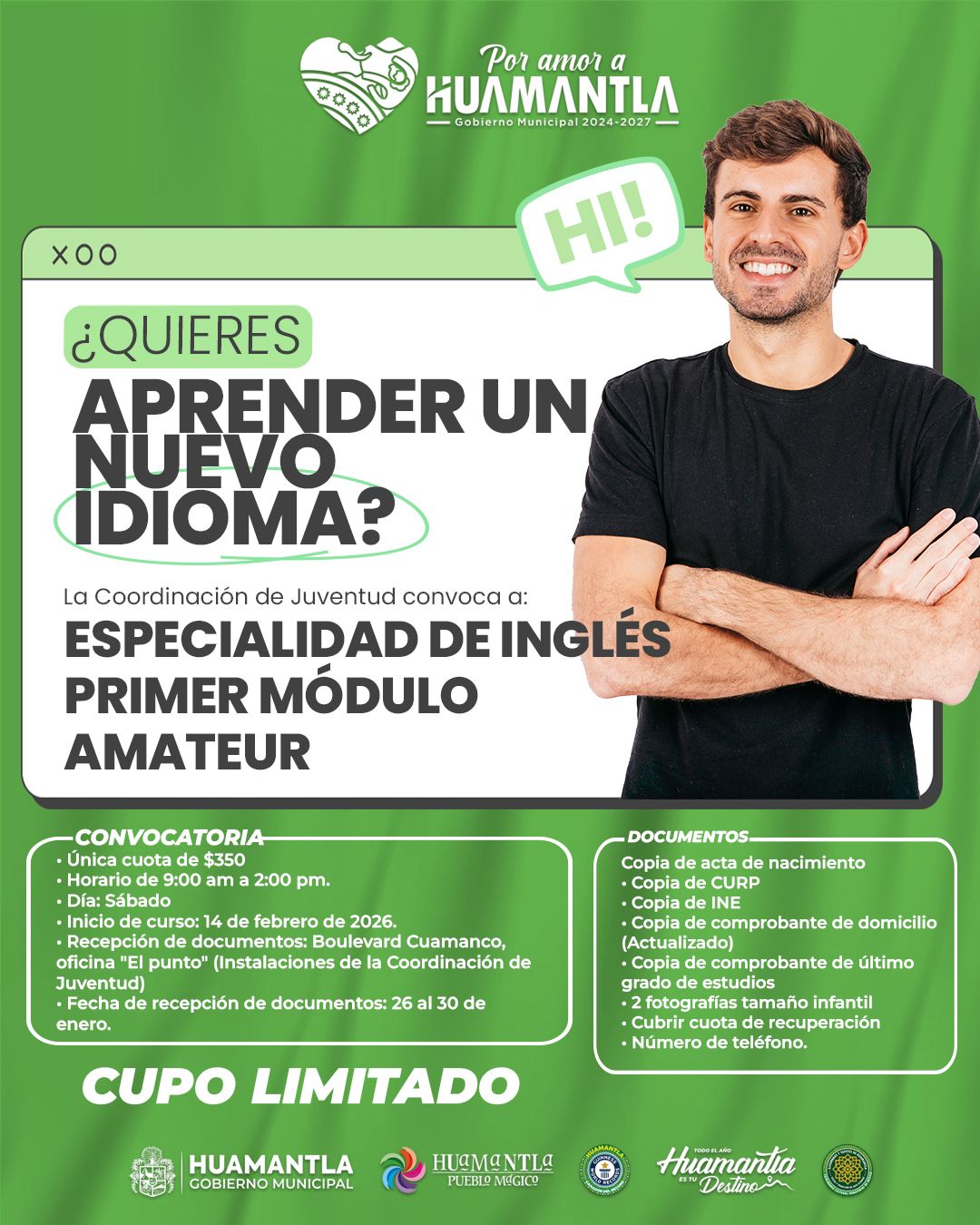 GOBIERNO MUNICIPAL DE HUAMANTLA IMPULSA LA FORMACIÓN JUVENIL CON CURSO DE INGLÉS