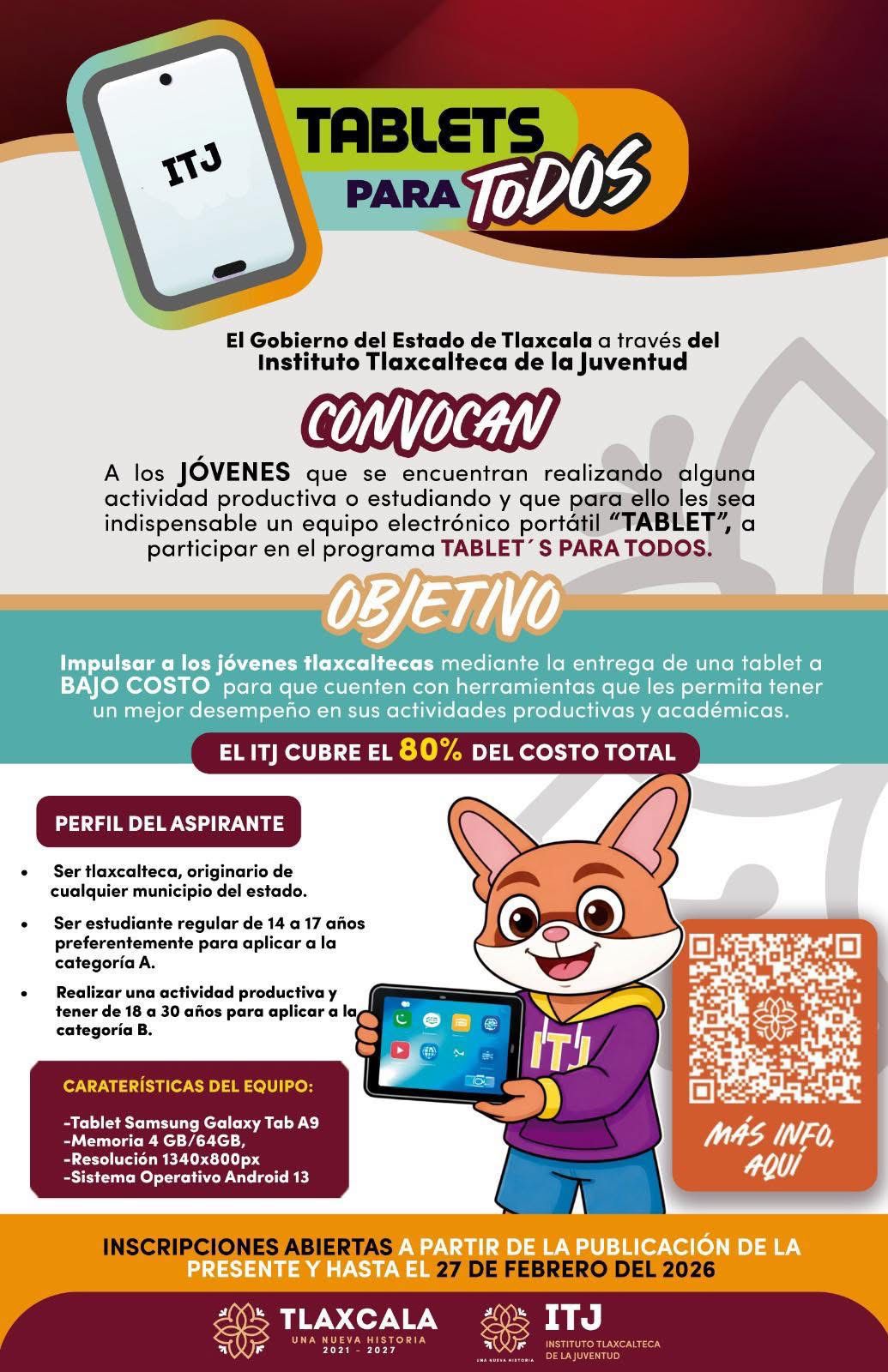 GOBIERNO MUNICIPAL DE HUAMANTLA INVITA A JÓVENES A PARTICIPAR EN LA CONVOCATORIA “TABLETS PARA TODOS”
