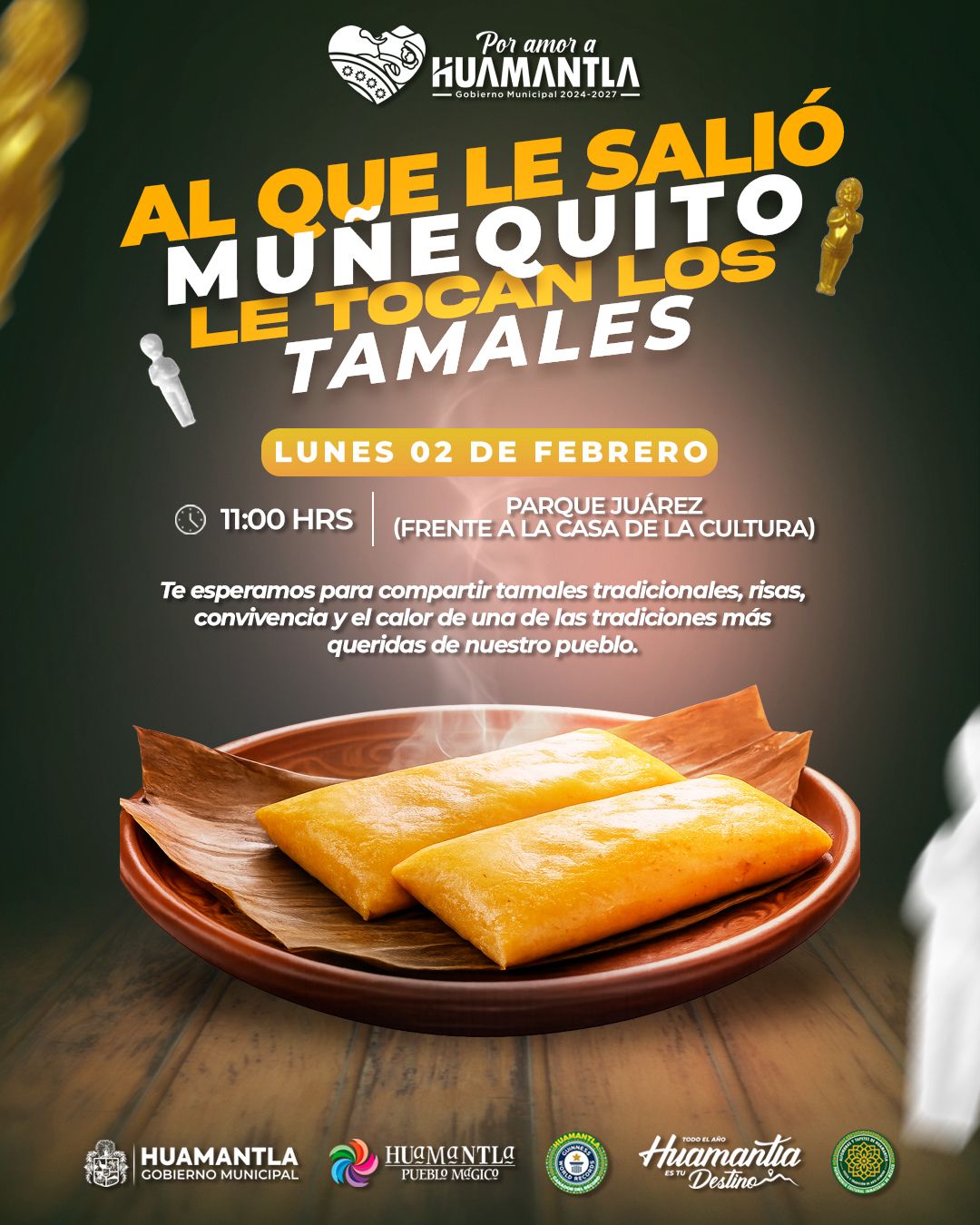 Huamantla invita a celebrar el Día de la Candelaria con tamales y tradición en el Parque Juárez