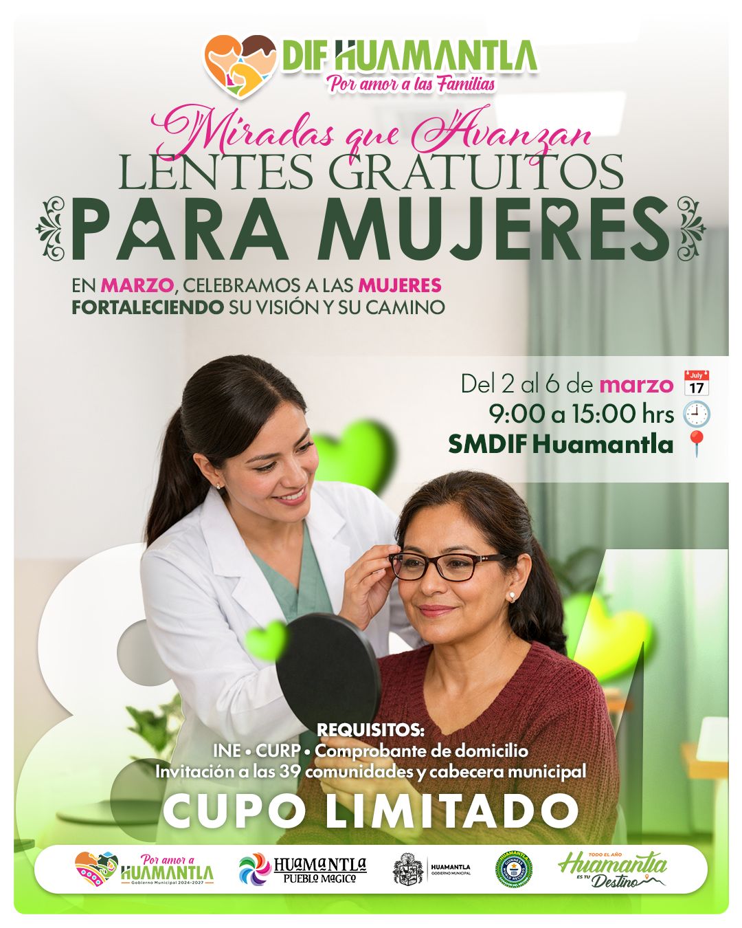 SMDIF HUAMANTLA REALIZARÁ JORNADA “MIRADAS QUE AVANZAN” CON ENTREGA GRATUITA DE LENTES PARA MUJERES