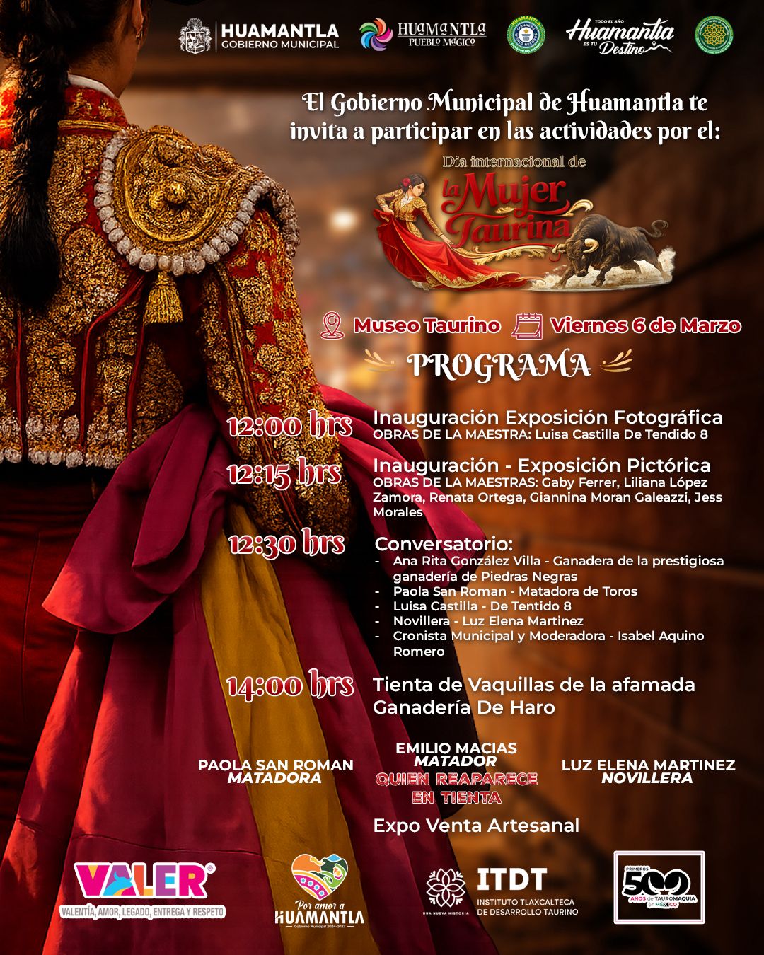 HUAMANTLA RECONOCE EL PAPEL DE LA MUJER EN LA TAUROMAQUIA CON JORNADA CULTURAL Y TAURINA