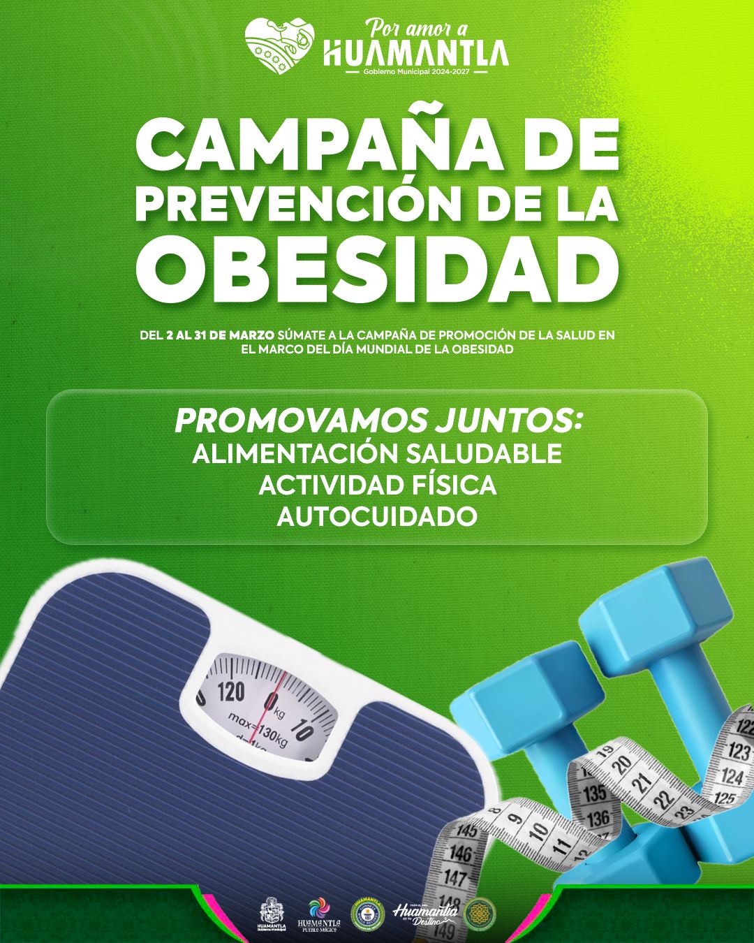 HUAMANTLA SE SUMA A CAMPAÑA DE PREVENCIÓN DE LA OBESIDAD EN ESTE MES