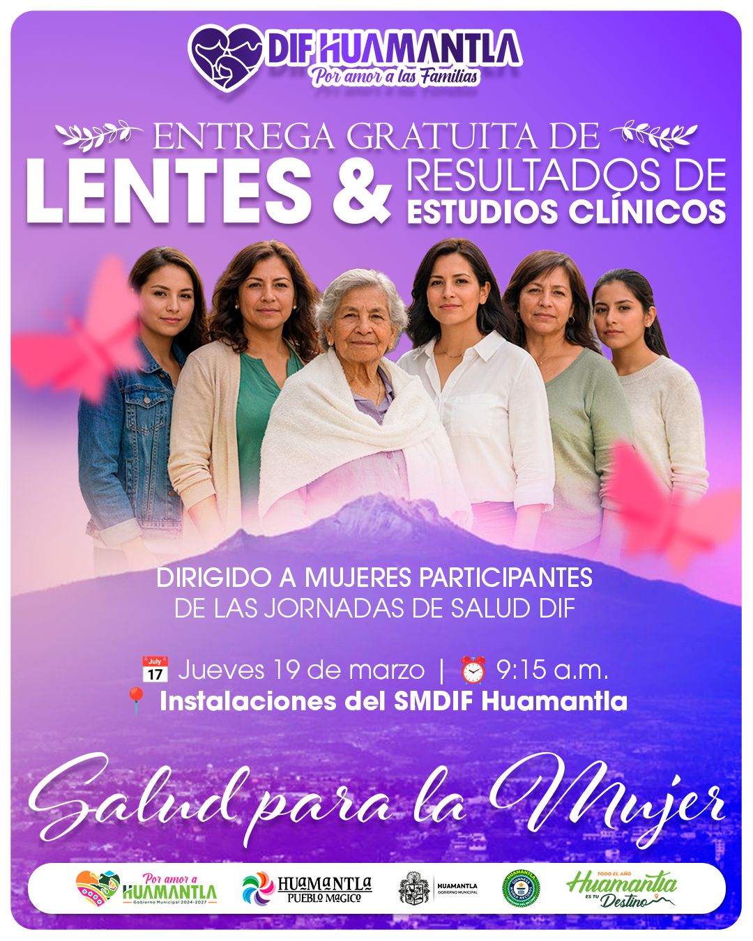 SMDIF HUAMANTLA ENTREGARÁ LENTES Y RESULTADOS DE ESTUDIOS CLÍNICOS A MUJERES PARTICIPANTES DE JORNADAS DE SALUD