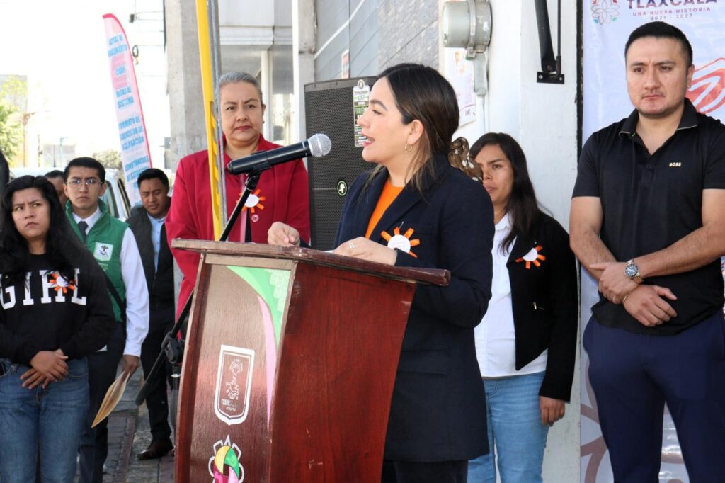 SECRETARÍA DE LAS MUJERES INSTALA 10 PUNTOS NARANJA EN SAN PABLO DEL MONTE