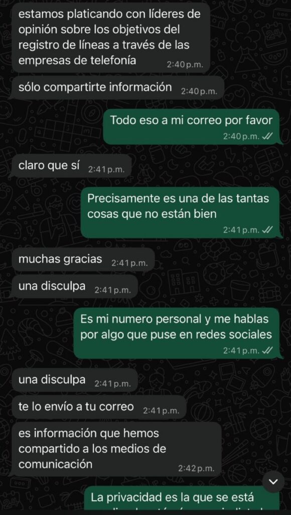 POLÉMICA EN REDES: INFLUENCER DENUNCIA CONTACTO DEL GOBIERNO TRAS CUESTIONAR REGISTRO DE LÍNEAS TELEFÓNICAS