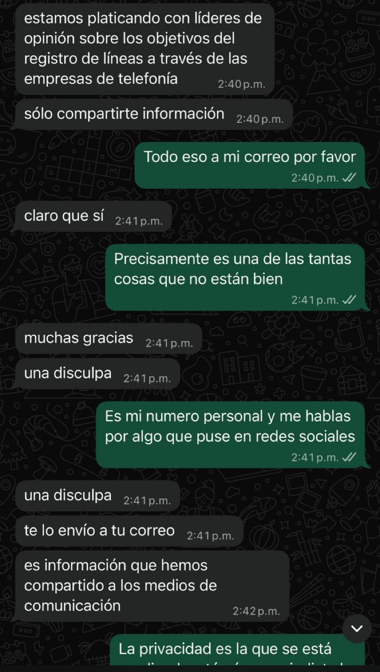 POLÉMICA EN REDES: INFLUENCER DENUNCIA CONTACTO DEL GOBIERNO TRAS CUESTIONAR REGISTRO DE LÍNEAS TELEFÓNICAS