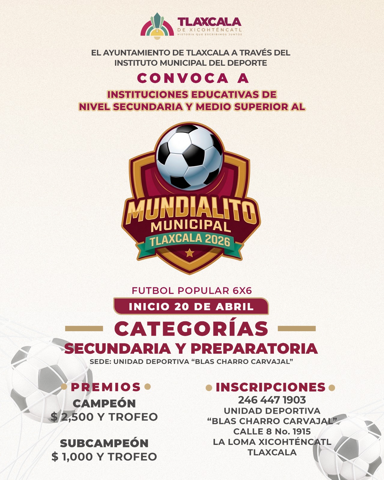 AYUNTAMIENTO DE TLAXCALA LANZA DOBLE CONVOCATORIA DEL “MUNDIALITO MUNICIPAL” PARA IMPULSAR EL DEPORTE