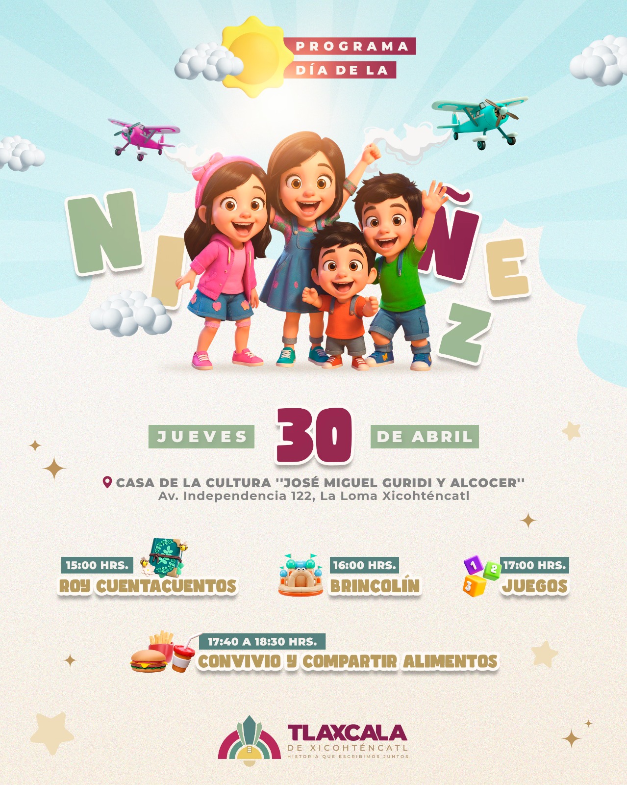 INVITA AYUNTAMIENTO DE TLAXCALA A CELEBRAR EL DÍA DE LA NIÑEZ EN LA CASA DE LA CULTURA