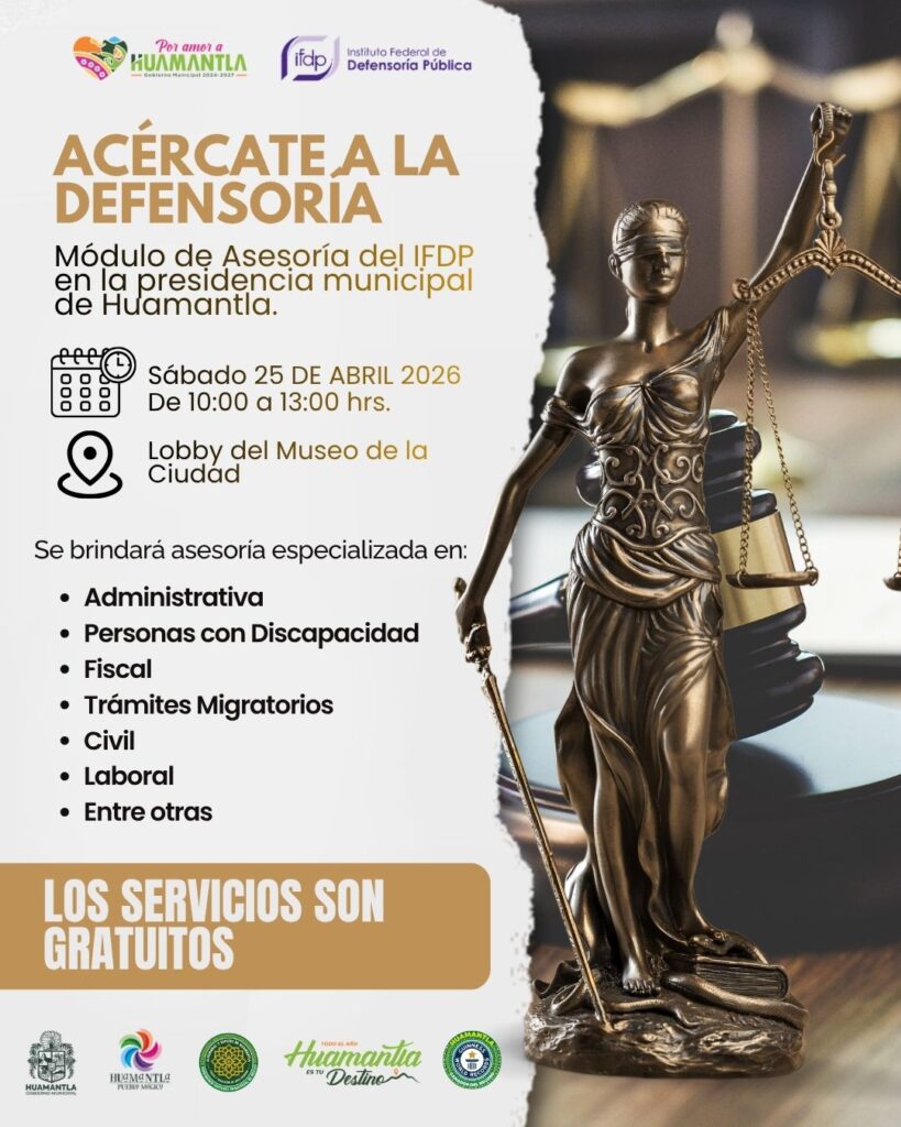 HUAMANTLA ACERCA SERVICIOS GRATUITOS DE DEFENSORÍA PÚBLICA A LA CIUDADANÍA