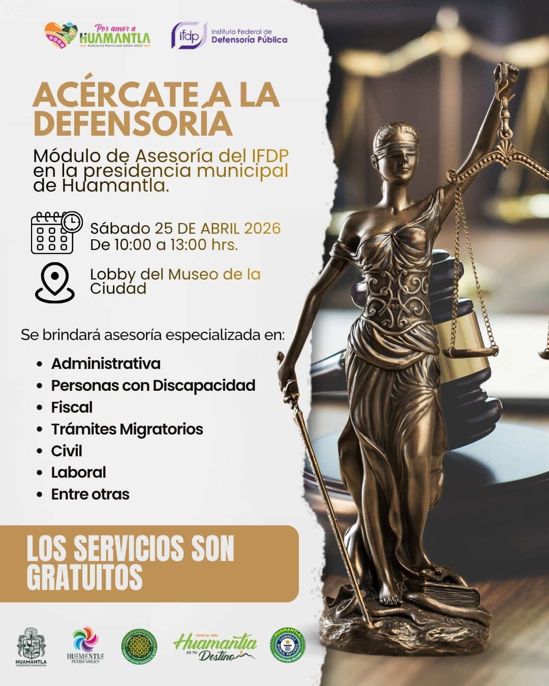 HUAMANTLA ACERCA SERVICIOS GRATUITOS DE DEFENSORÍA PÚBLICA A LA CIUDADANÍA