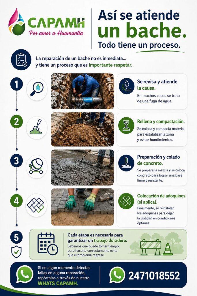 OBRAS QUE TRANSFORMAN HUAMANTLA: CAPAMH AVANZA POR ETAPAS PARA SOLUCIONES DURADERAS