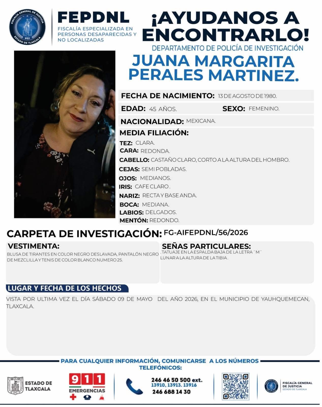 BUSCAN A JUANA MARGARITA; DESAPARECIÓ HACE CUATRO DÍAS EN YAUHQUEMEHCAN