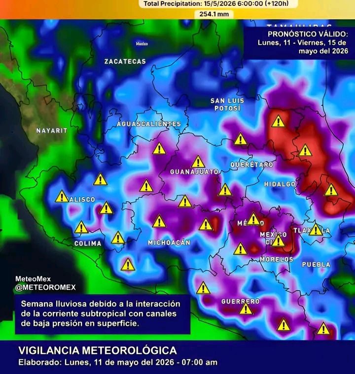 PREPÁRATE SE APROXIMA UNA SEMANA DE LLUVIAS INTENSAS Y TORMENTAS EN GRAN PARTE DE MÉXICO