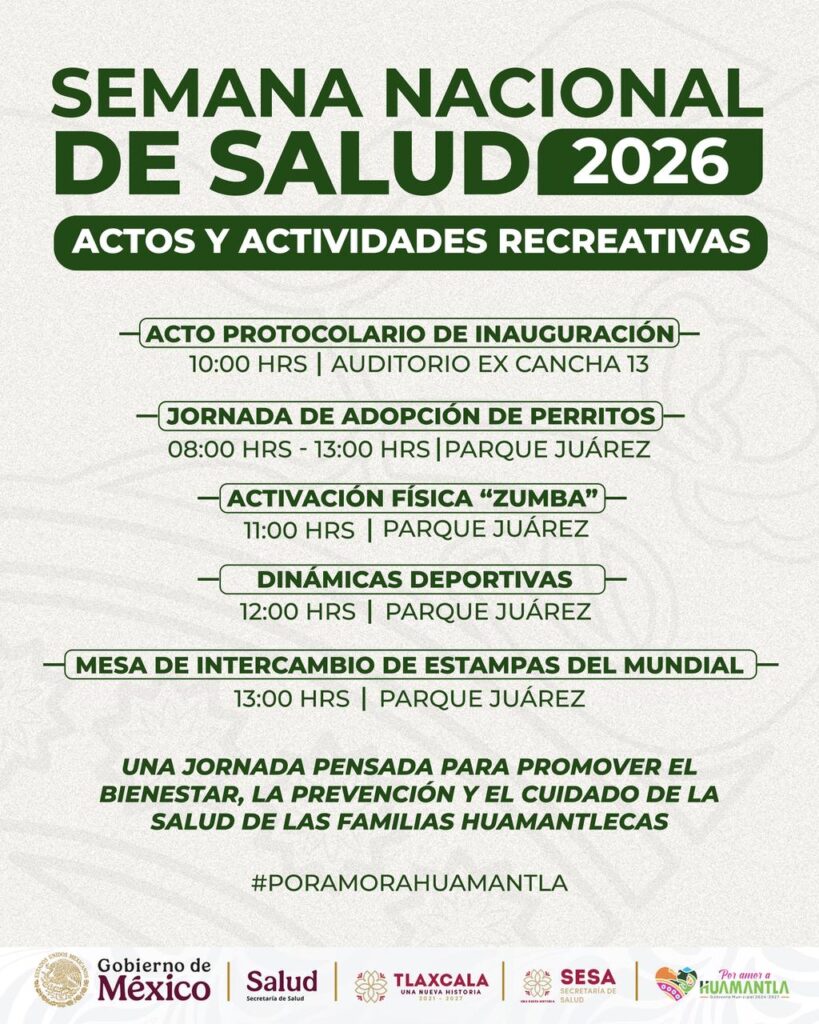 HUAMANTLA SE SUMA A LA SEMANA NACIONAL DE SALUD 2026 CON JORNADA INTEGRAL DE SERVICIOS GRATUITOS
