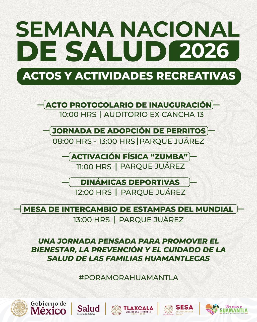 HUAMANTLA SE SUMA A LA SEMANA NACIONAL DE SALUD 2026 CON JORNADA INTEGRAL DE SERVICIOS GRATUITOS