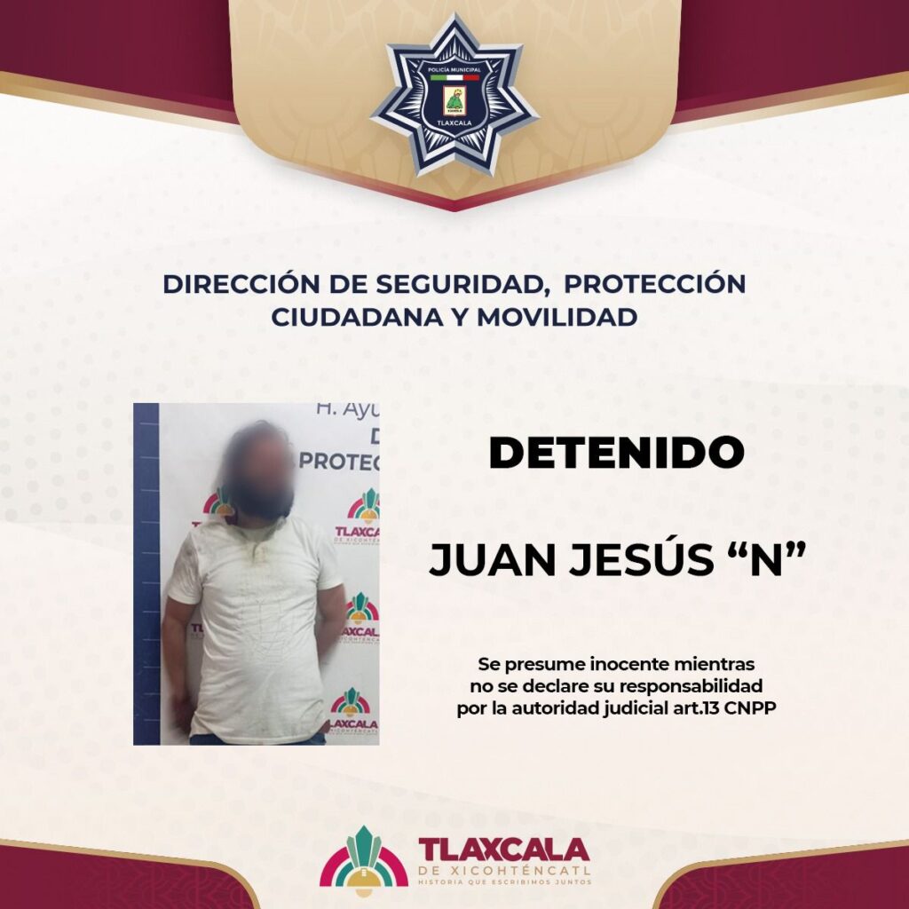 POLICÍA MUNICIPAL DE TLAXCALA DETIENE A MASCULINO POR ALTERAR EL ORDEN PÚBLICO EN LA LOMA XICOHTÉNCATL