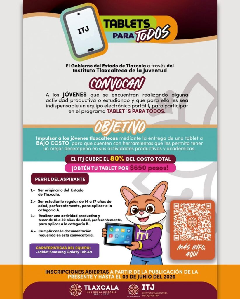 INVITAN ITJ Y GOBIERNO MUNICIPAL DE HUAMANTLA A PARTICIPAR EN EL PROGRAMA “TABLETS PARA TODOS”
