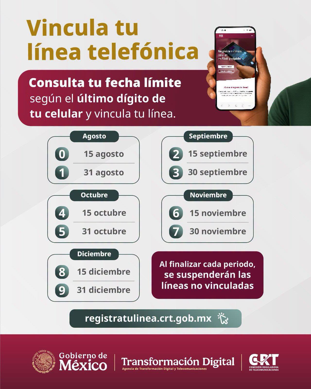 ¿TU CELULAR TERMINA EN 0, 5 O 9? ESTAS SON LAS NUEVAS FECHAS PARA REGISTRAR TU LÍNEA