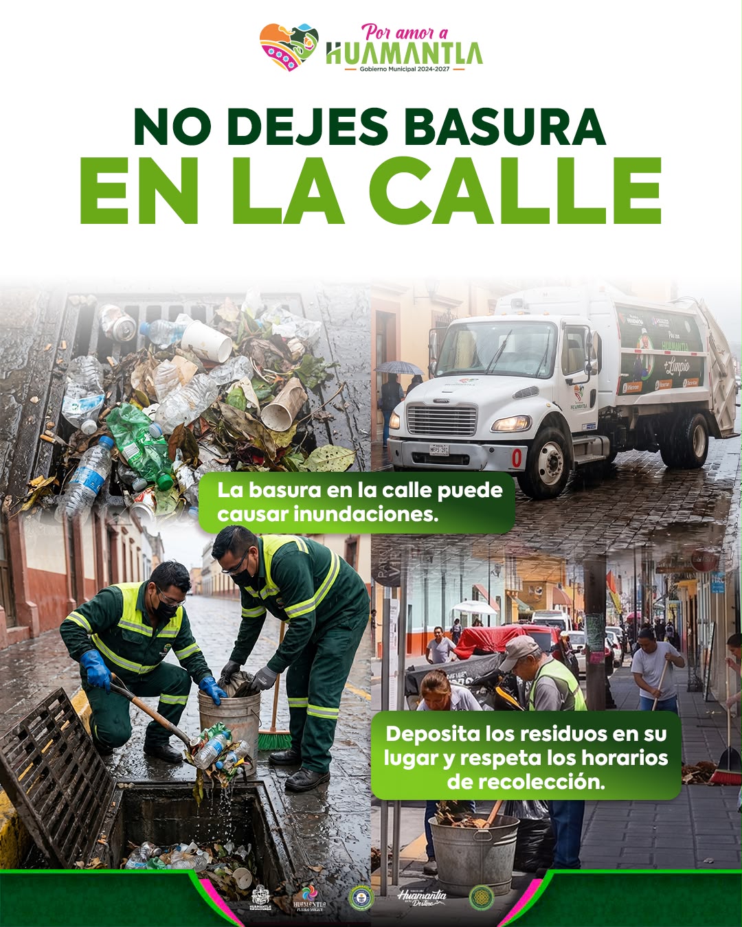 HUAMANTLA EXHORTA A NO DEJAR BASURA EN VIA PÚBLICA Y EVITAR ASÍ ENCHARCAMIENTOS